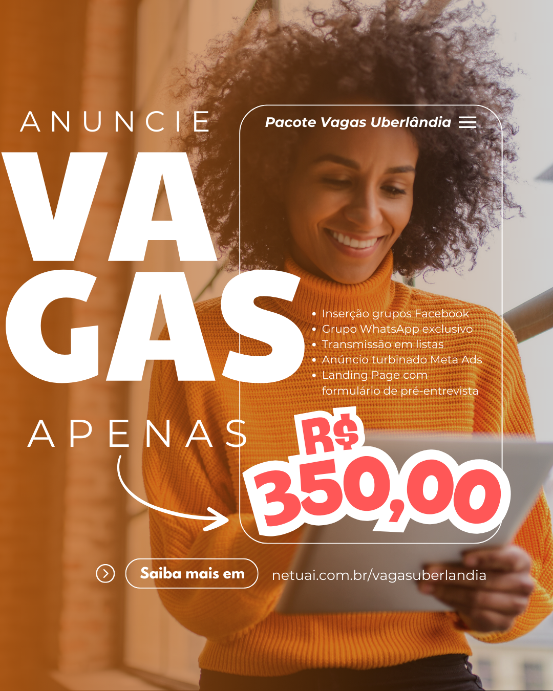 Por que divulgar suas vagas em Uberlândia conosco? Ajudamos sua empresa a: ✅ Aumentar a visibilidade das vagas em Uberlândia ✅ Atrair candidatos mais qualificados ✅ Reduzir o tempo de contratação ✅ Organizar melhor o processo seletivo ✅ Fortalecer a presença da sua marca empregadora Nossa metodologia combina alcance estratégico + segmentação + pré-qualificação, gerando mais eficiência para o RH e para o empresário.